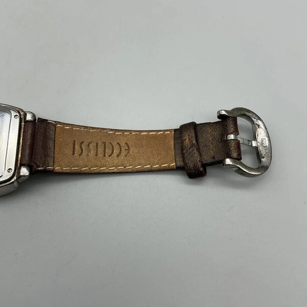 Ecclissi Womens Watch 31mm MOP Sterling Silver 22590 Brown Leather New Battery